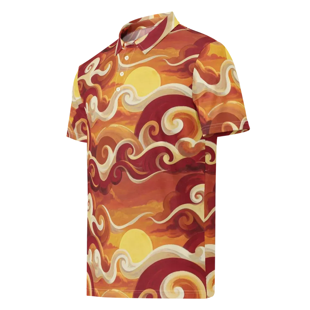 Sunset Undertow on Men's Slim Fit Polo Shirt — Left Front