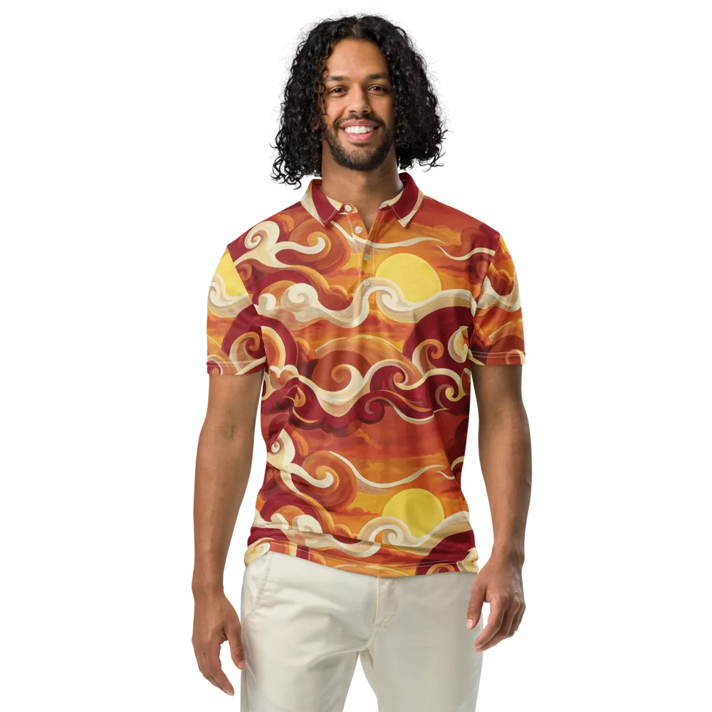 Sunset Undertow on Men's Slim Fit Polo Shirt — Front