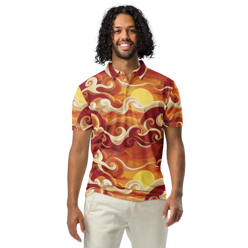 Sunset Undertow on Men's Slim Fit Polo Shirt — Front