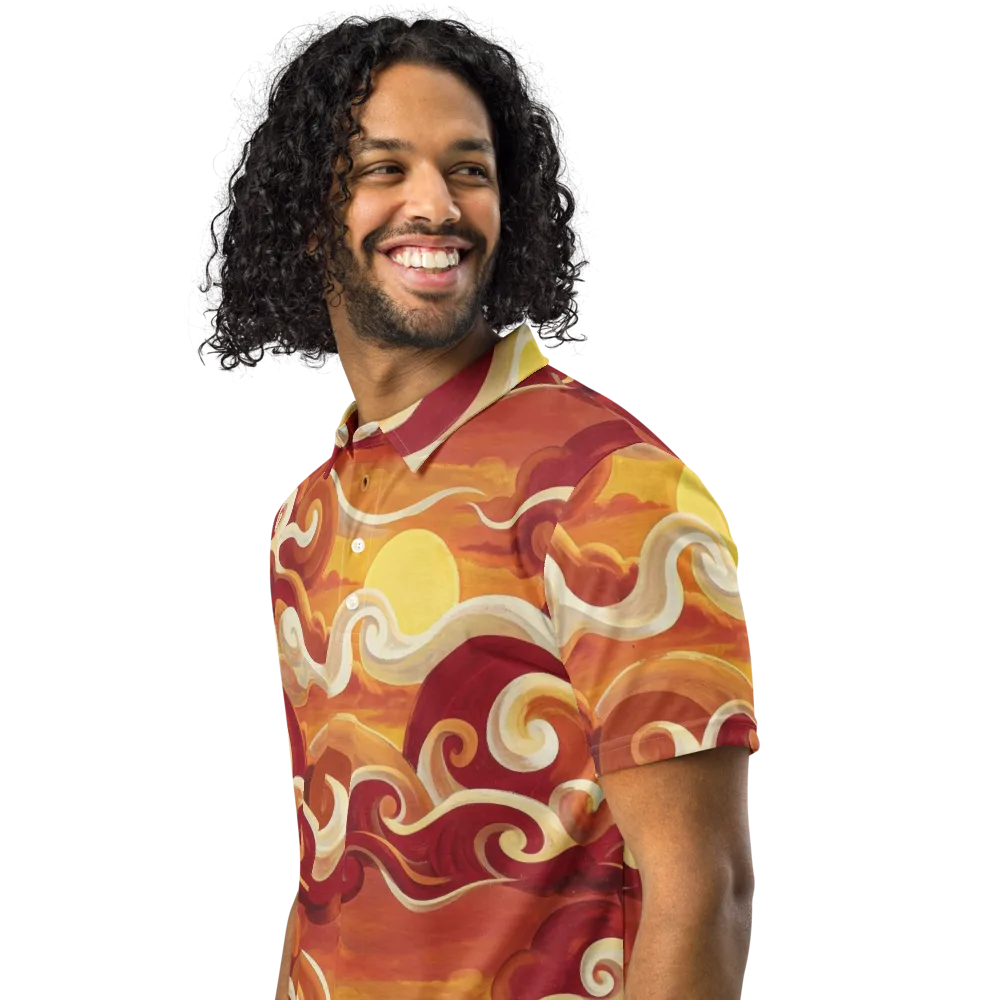 Sunset Undertow on Men's Slim Fit Polo Shirt — Left Front