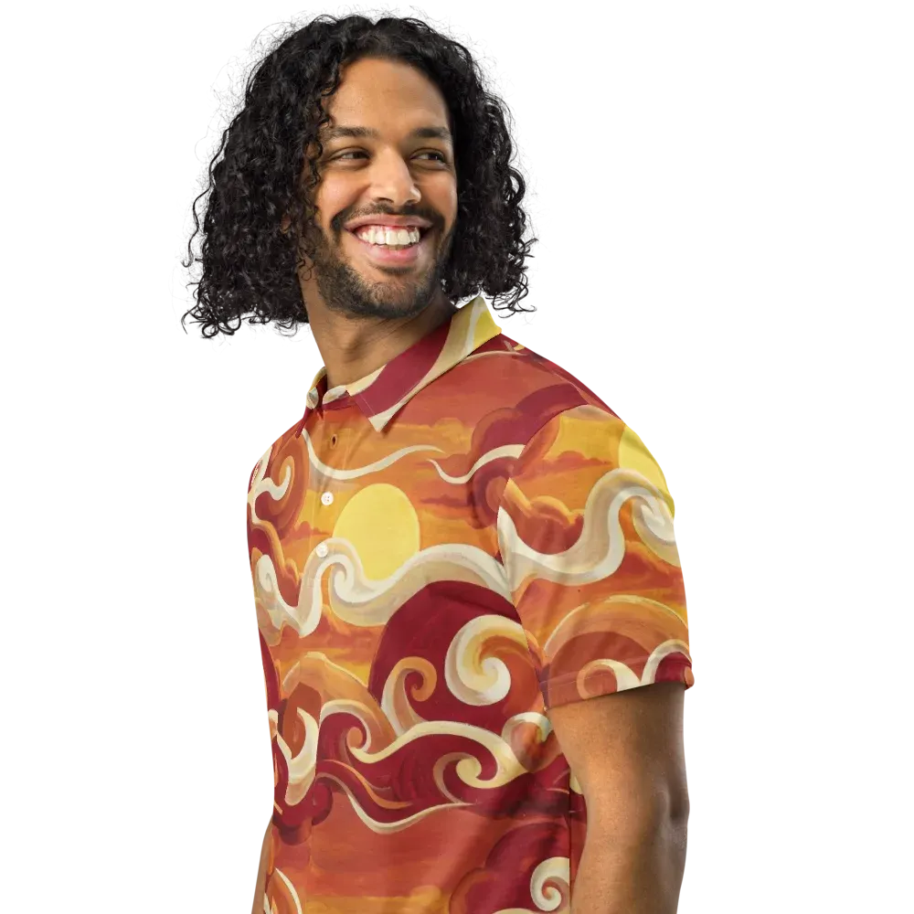 Sunset Undertow on Men's Slim Fit Polo Shirt — Left Front