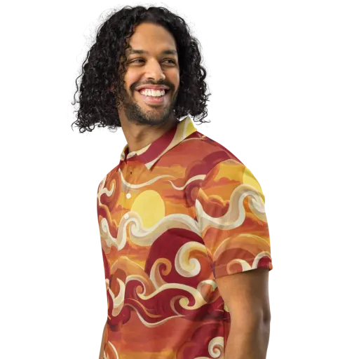 Sunset Undertow on a Men's Slim Fit Polo Shirt