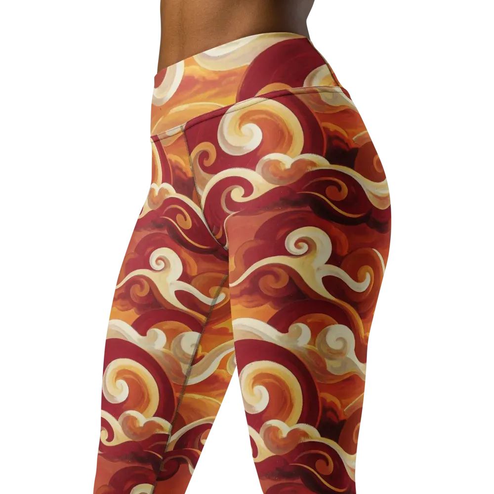 Sunset Undertow on Yoga Leggings — Left Front