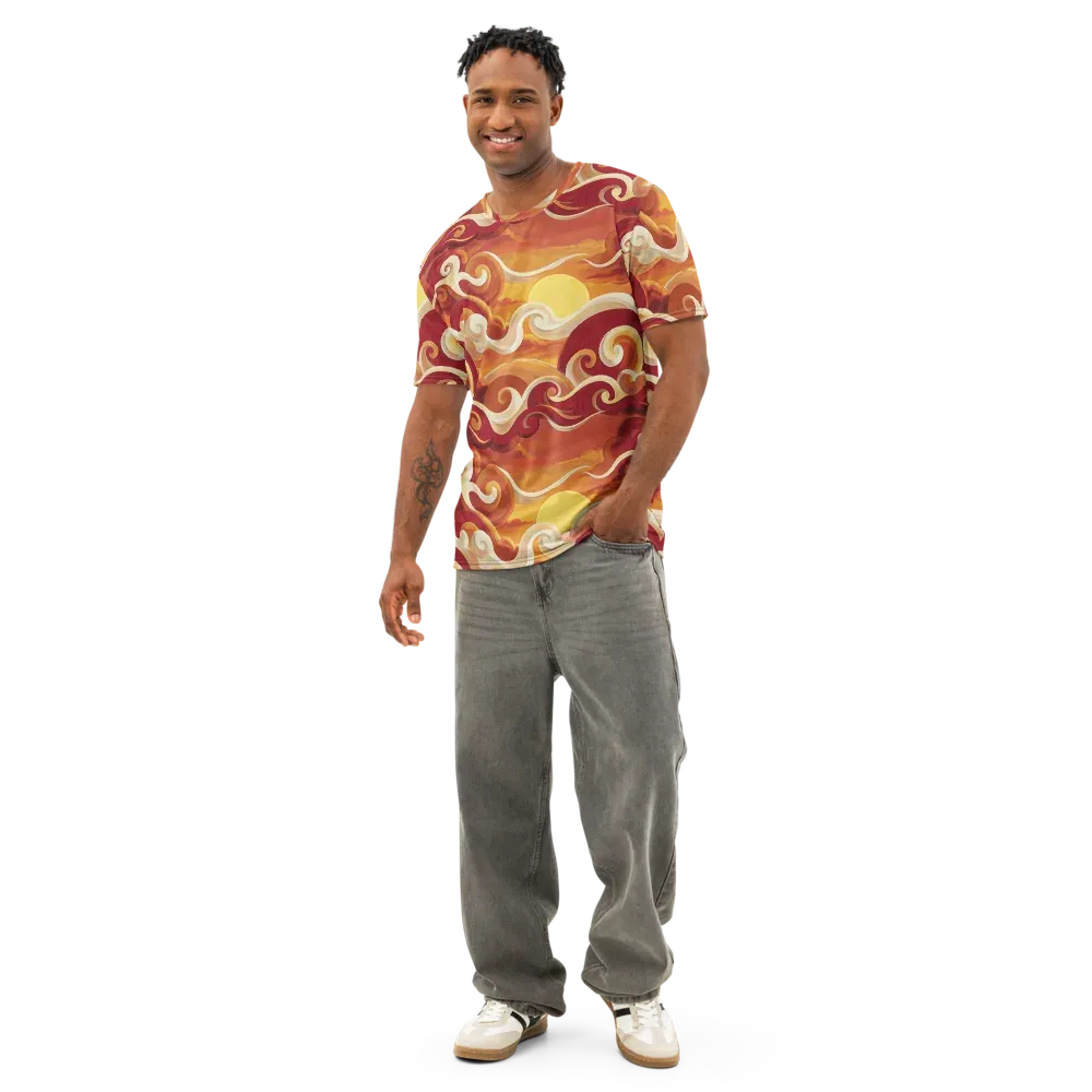 Sunset Undertow on Men's Cotton Crew Neck T-Shirt — Front