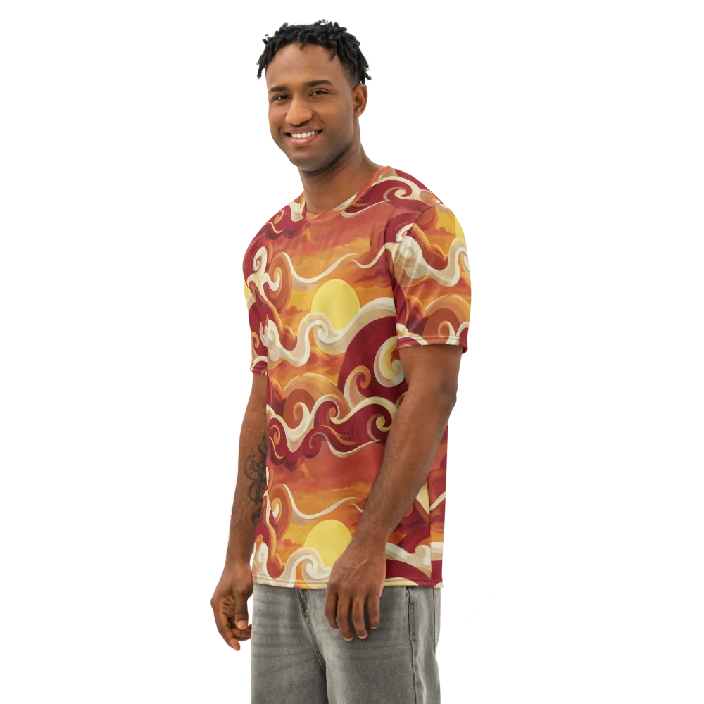 Sunset Undertow on Men's Cotton Crew Neck T-Shirt — Left Front