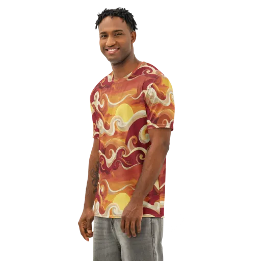 Sunset Undertow on a Men's Cotton Crew Neck T-Shirt