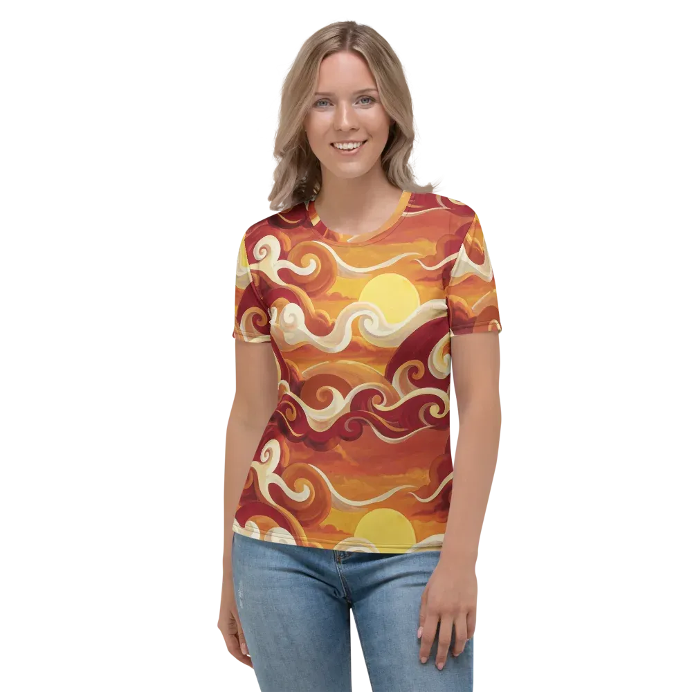 Sunset Undertow on Women's Crew Neck T-Shirt — Front