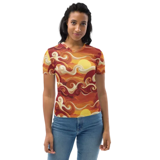 Sunset Undertow on a Women's Crew Neck T-Shirt