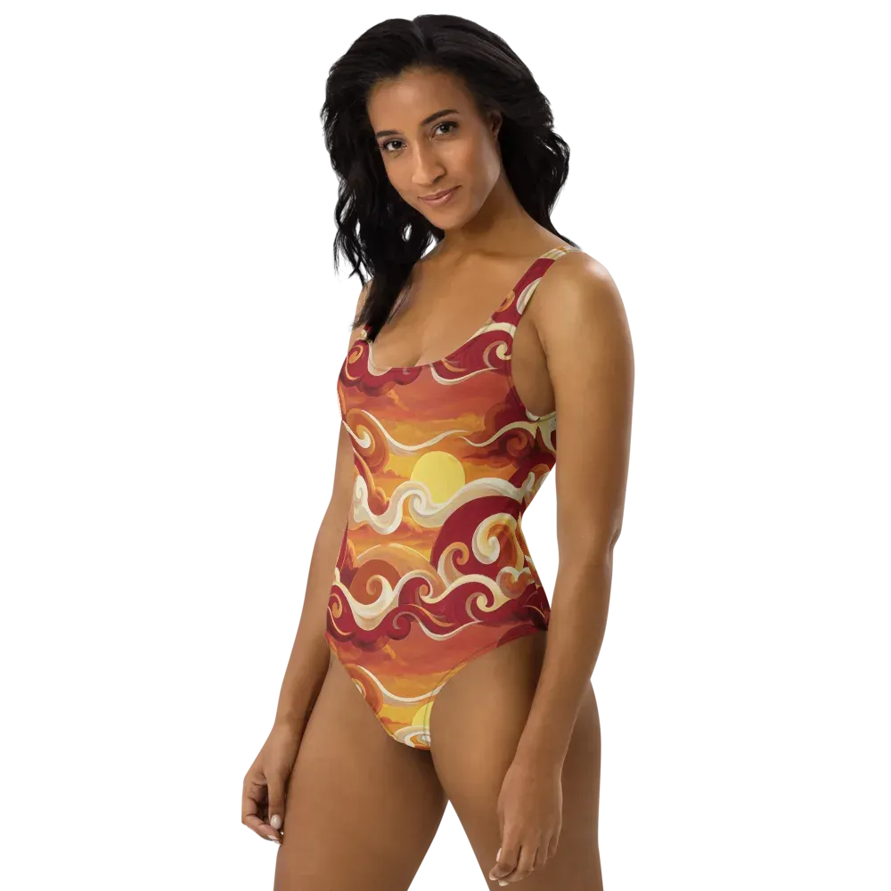 Sunset Undertow on One-Piece Swimsuit — Left