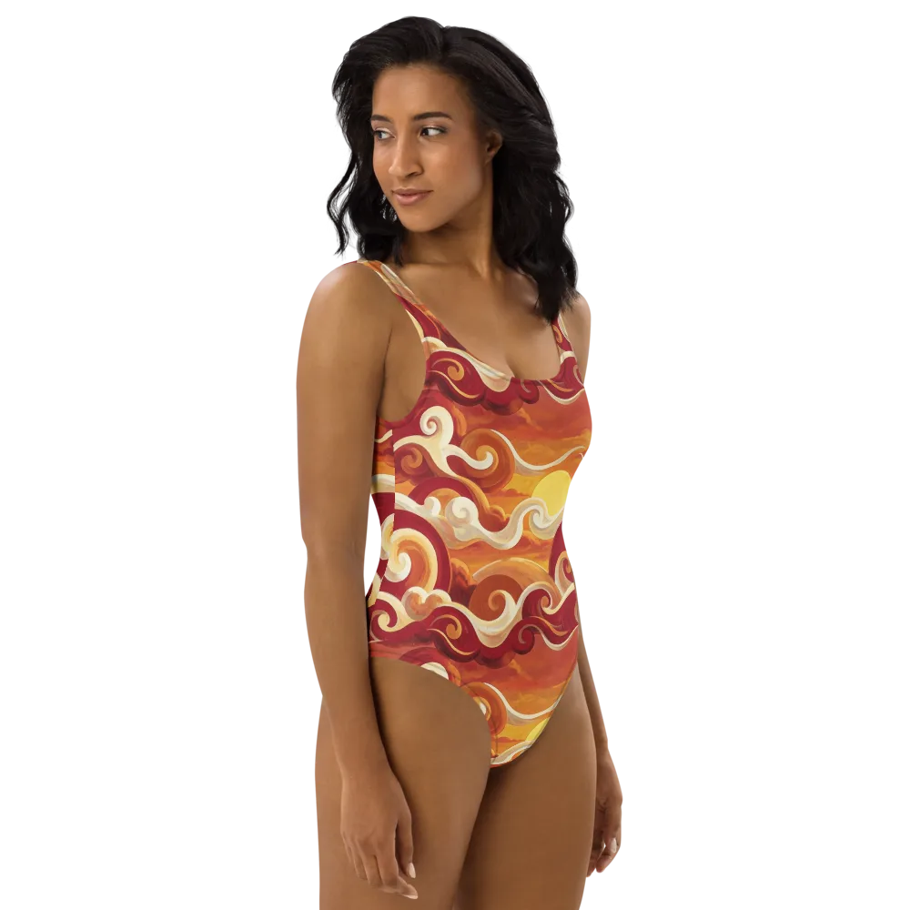 Sunset Undertow on One-Piece Swimsuit — Right