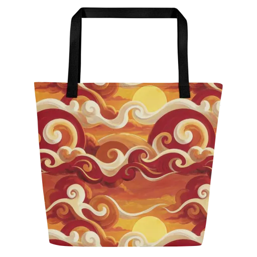Sunset Undertow on a Large Tote Bag W/ Pocket