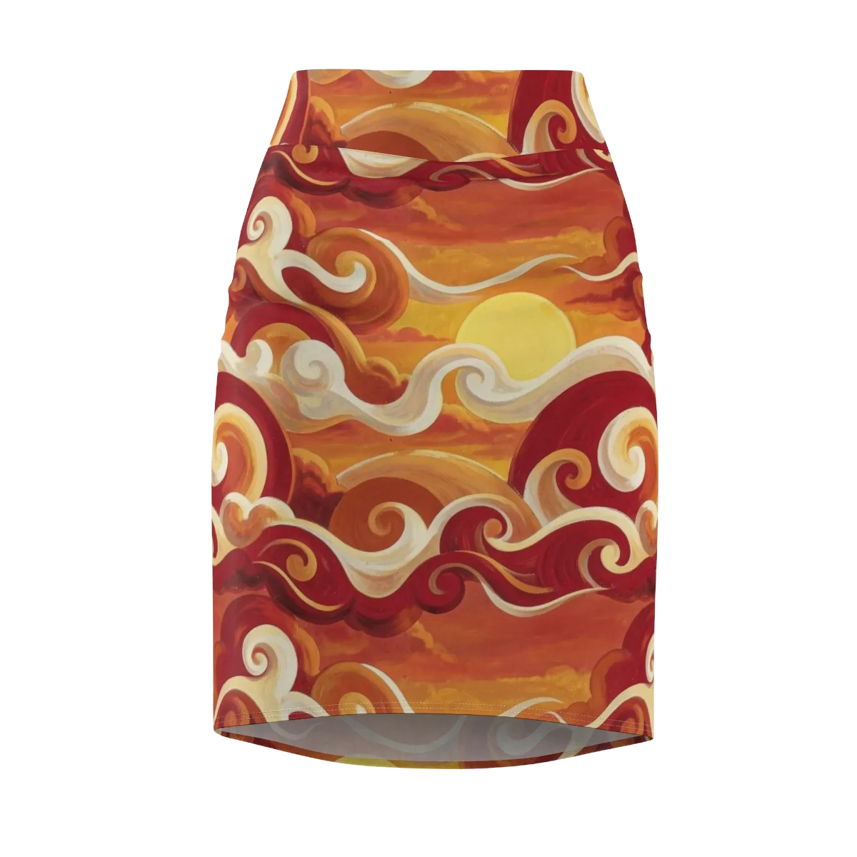 Sunset Undertow on Pencil Skirt — Front