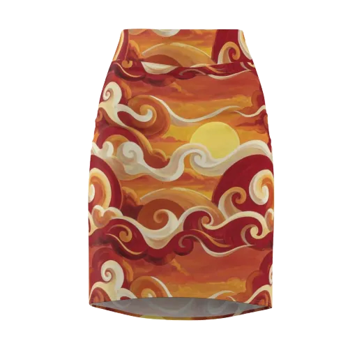 Sunset Undertow on a Pencil Skirt