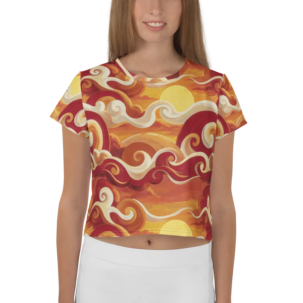 Sunset Undertow on Crop Tee — Front