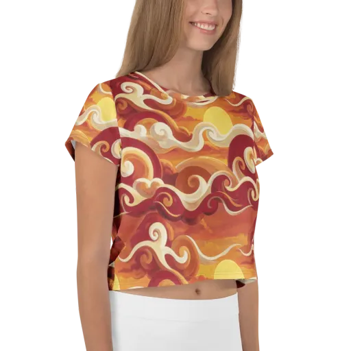 Sunset Undertow on a Crop Tee