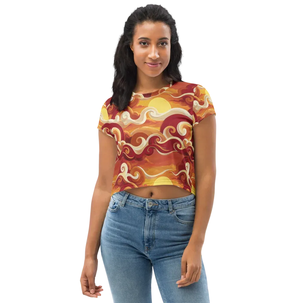 Sunset Undertow on Crop Tee — Front