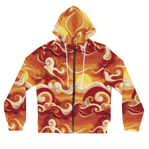 Sunset Undertow on a Women's Full-Zip Hoodie