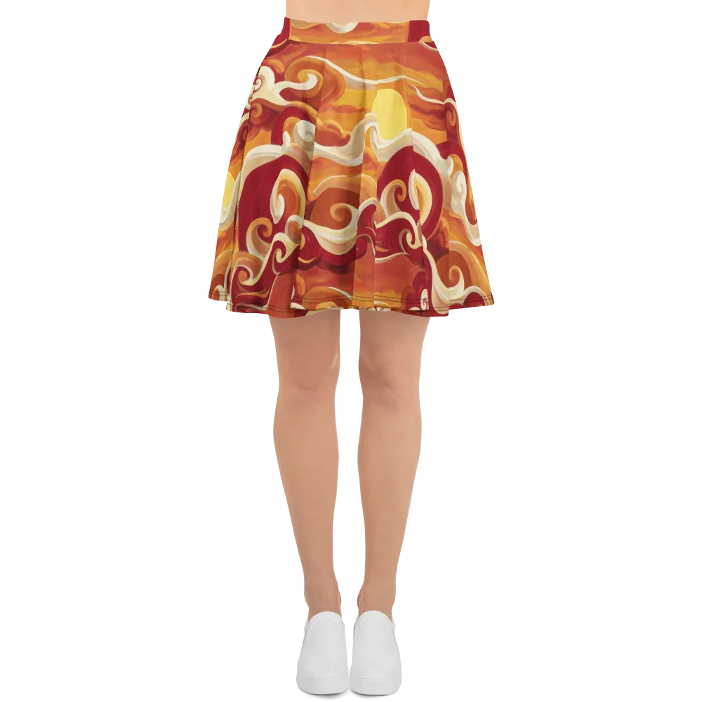 Sunset Undertow on Skater Skirt — Front