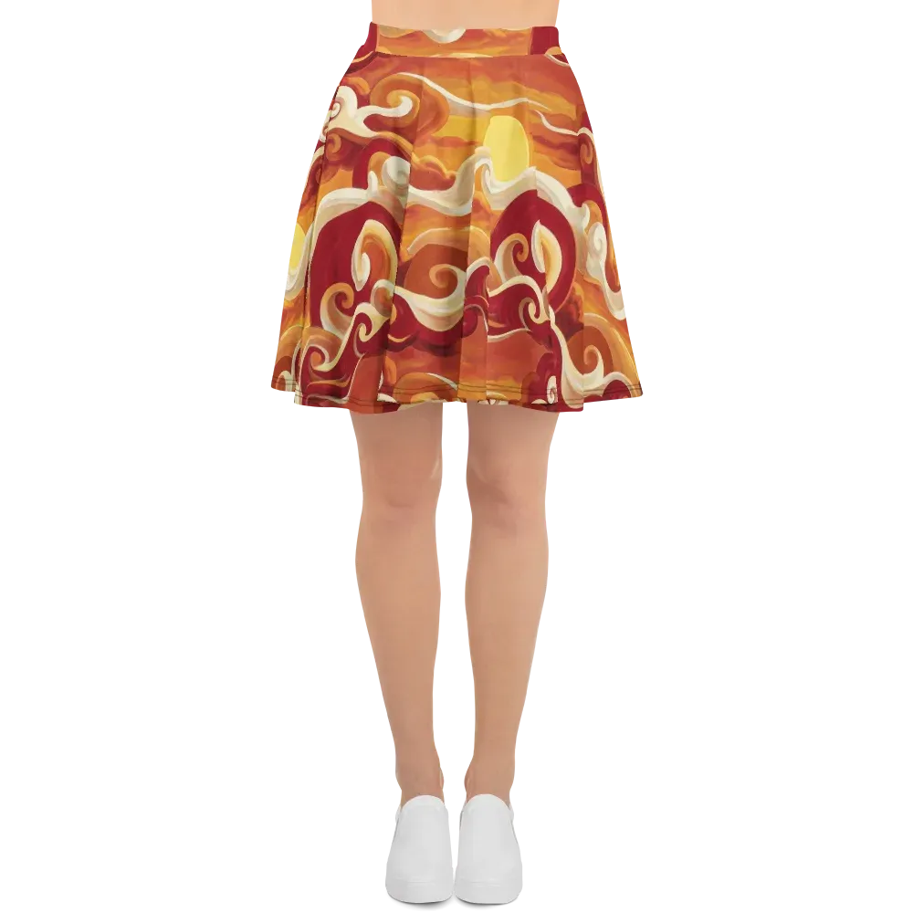 Sunset Undertow on Skater Skirt — Front