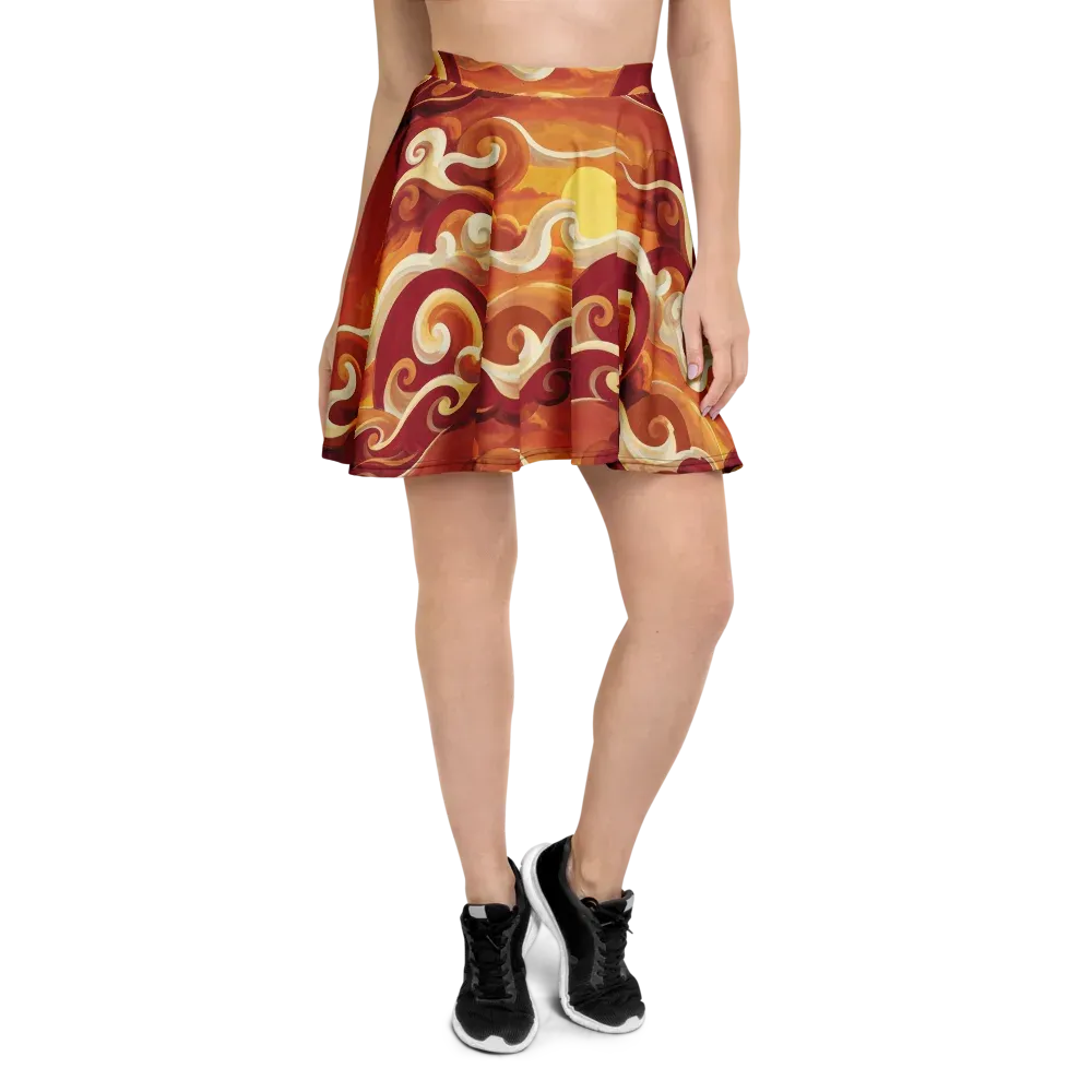 Sunset Undertow on Skater Skirt — Front