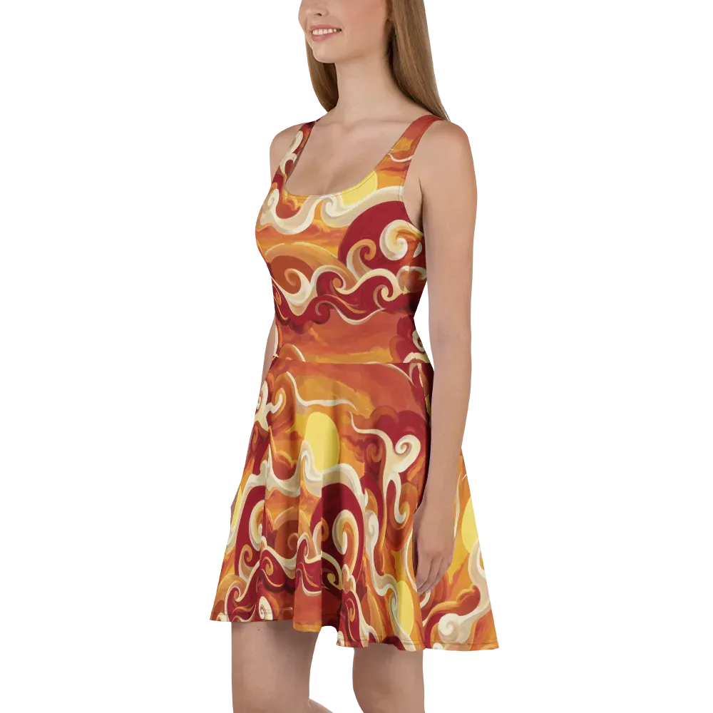 Sunset Undertow on Skater Dress — Left