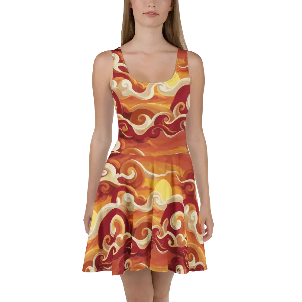 Sunset Undertow on Skater Dress — Front