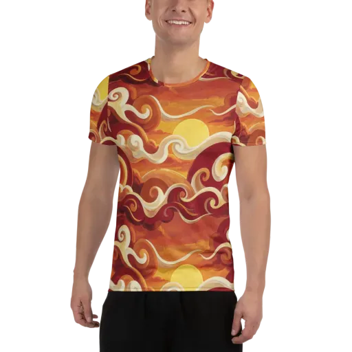 Sunset Undertow on a Men's Athletic T-Shirt
