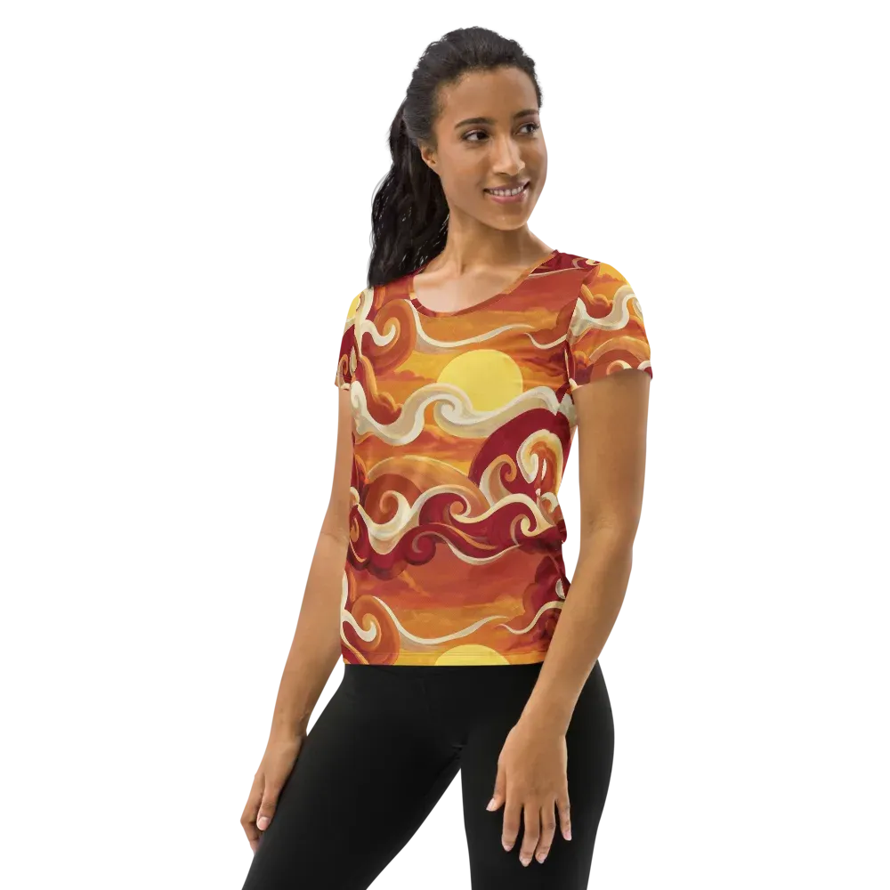 Sunset Undertow on Women's Athletic T-Shirt — Left