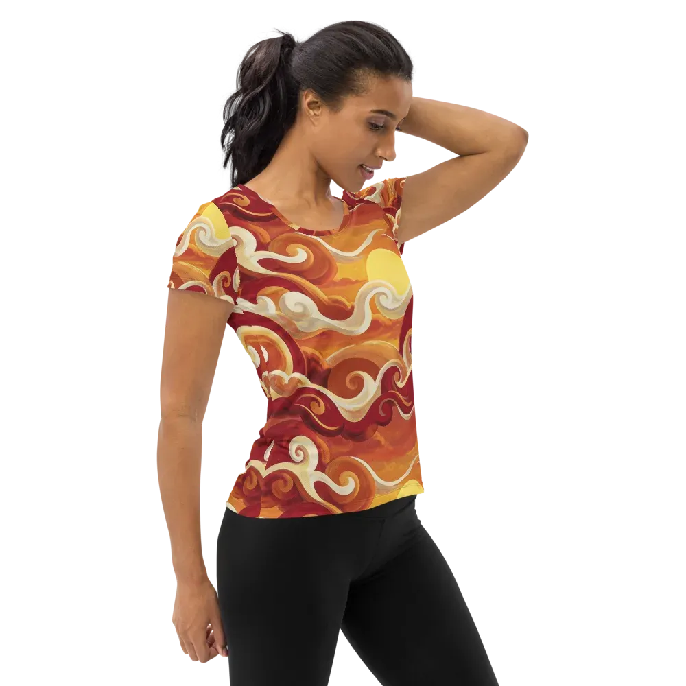 Sunset Undertow on Women's Athletic T-Shirt — Right