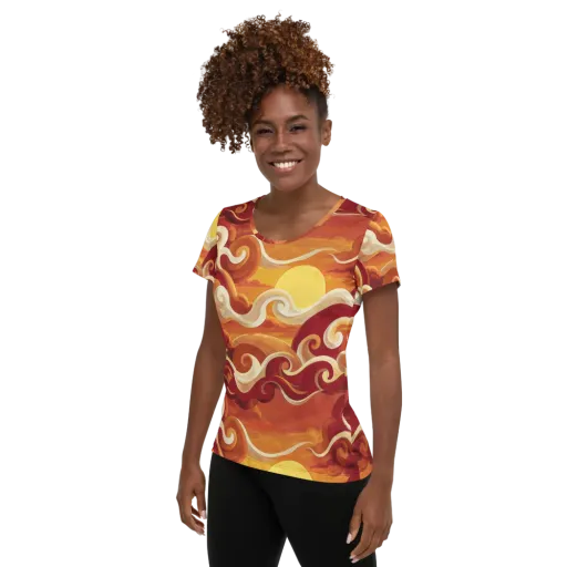 Sunset Undertow on a Women's Athletic T-Shirt