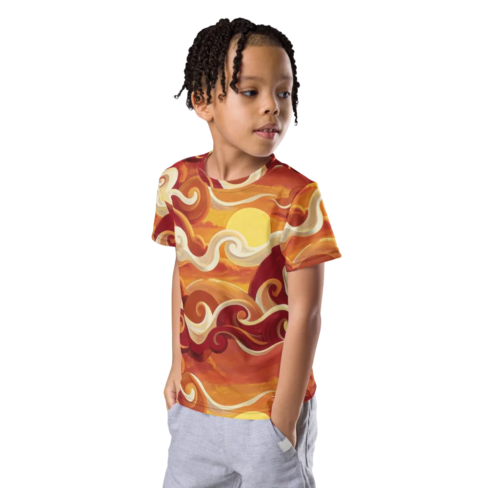 Sunset Undertow on Kids Crew Neck T-Shirt — Left Front