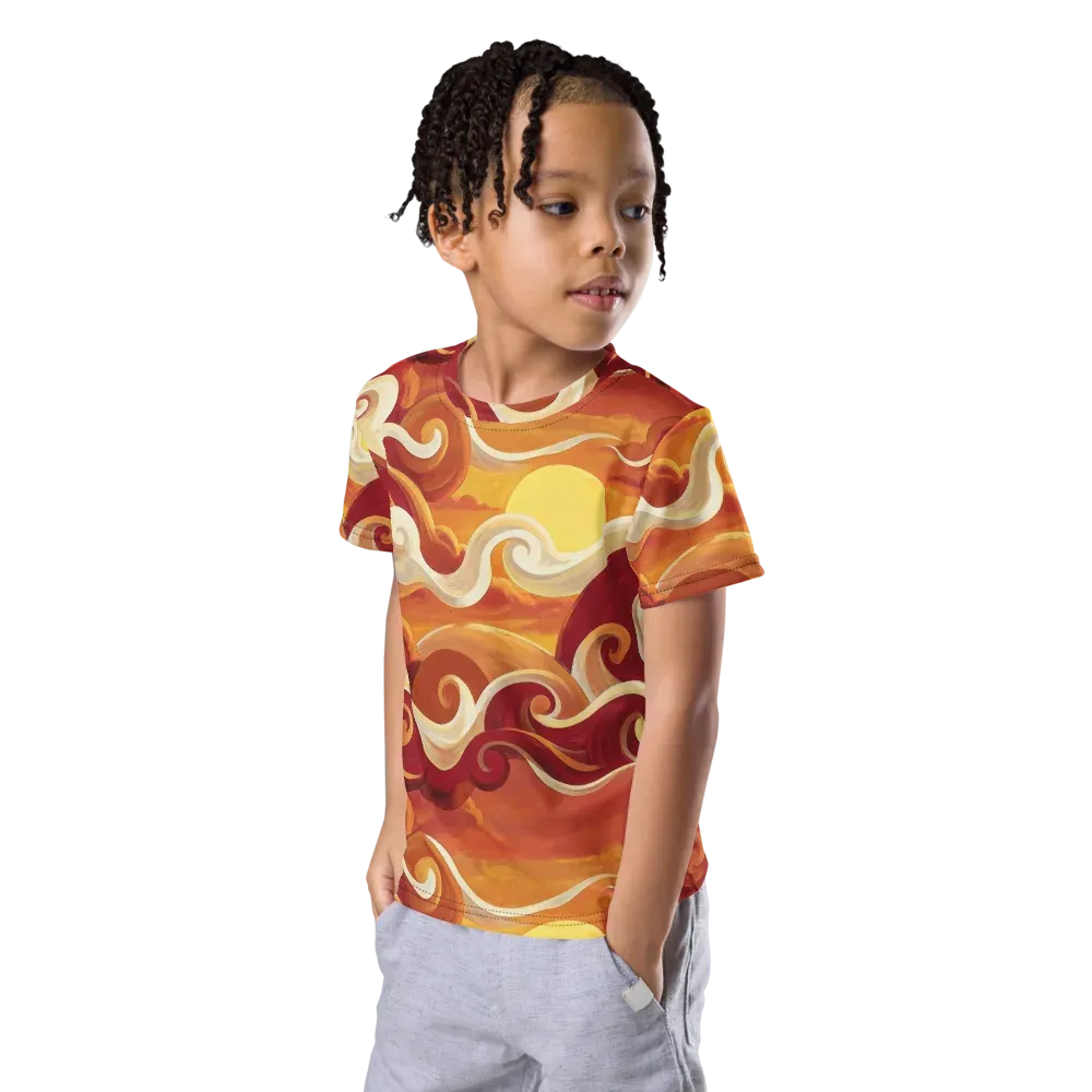 Sunset Undertow on Kids Crew Neck T-Shirt — Left Front