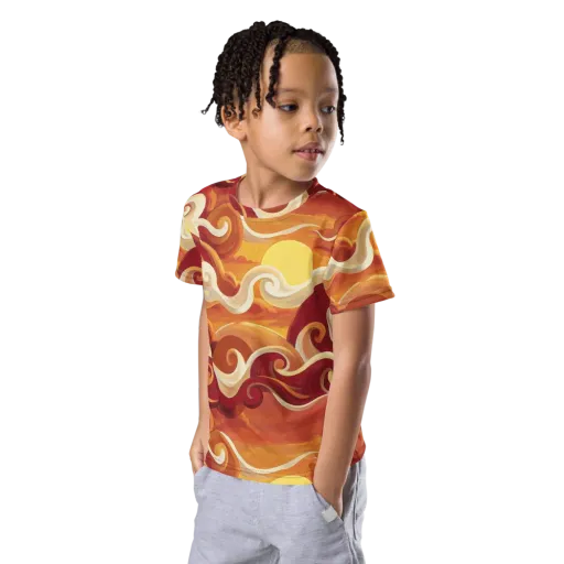 Sunset Undertow on a Kids Crew Neck T-Shirt