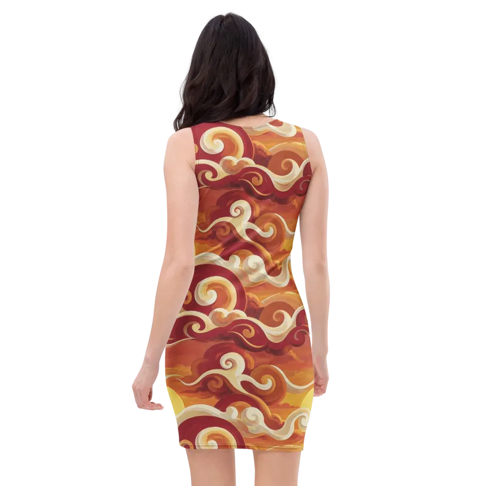 Sunset Undertow on Bodycon Dress — Back