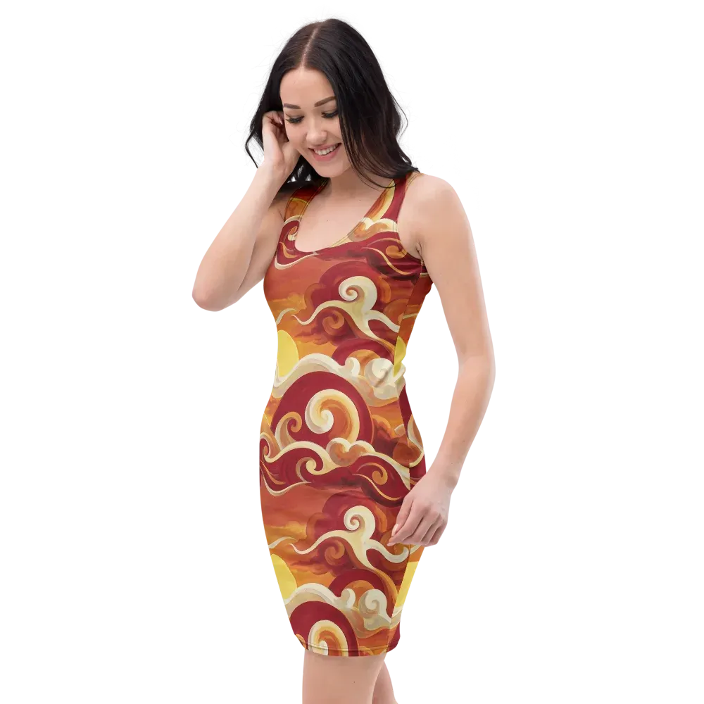 Sunset Undertow on Bodycon Dress — Left Front