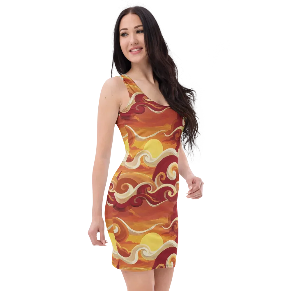 Sunset Undertow on Bodycon Dress — Right Front