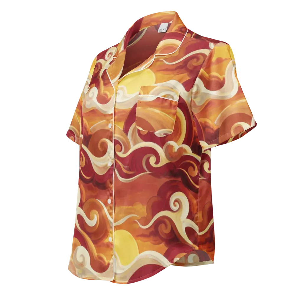 Sunset Undertow on Women's Short Sleeve Pajama Top — Left Front