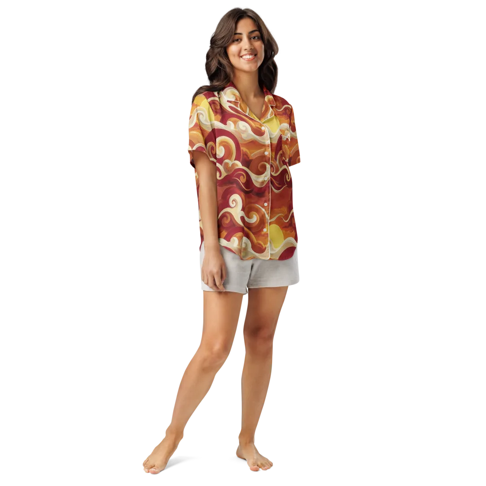 Sunset Undertow on Women's Short Sleeve Pajama Top — Front