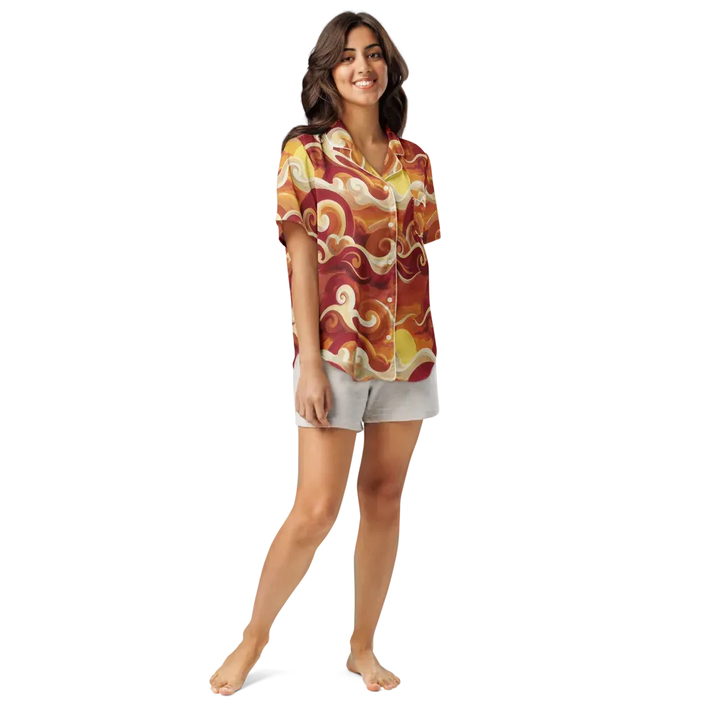 Sunset Undertow on Women's Short Sleeve Pajama Top — Front