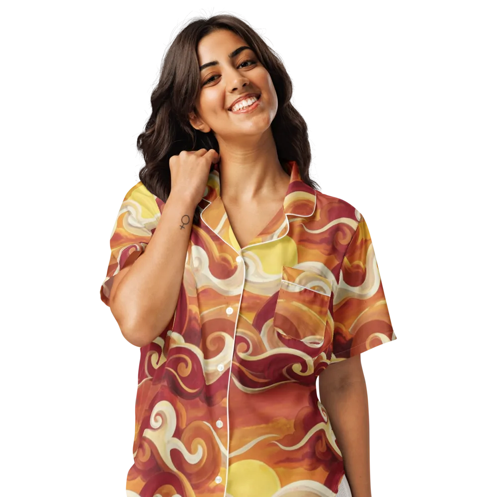 Sunset Undertow on Women's Short Sleeve Pajama Top — Front