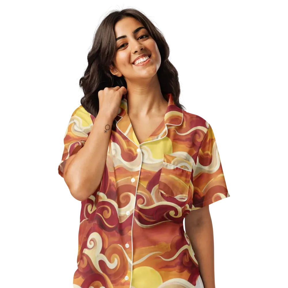 Sunset Undertow on Women's Short Sleeve Pajama Top — Front