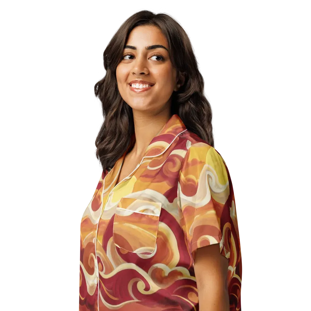 Sunset Undertow on Women's Short Sleeve Pajama Top — Left Front