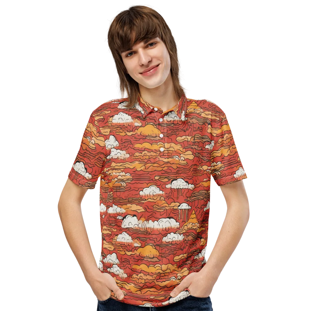 Ember Cloudscape on Men's Slim Fit Polo Shirt — Front