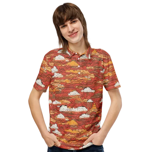 Ember Cloudscape on a Men's Slim Fit Polo Shirt