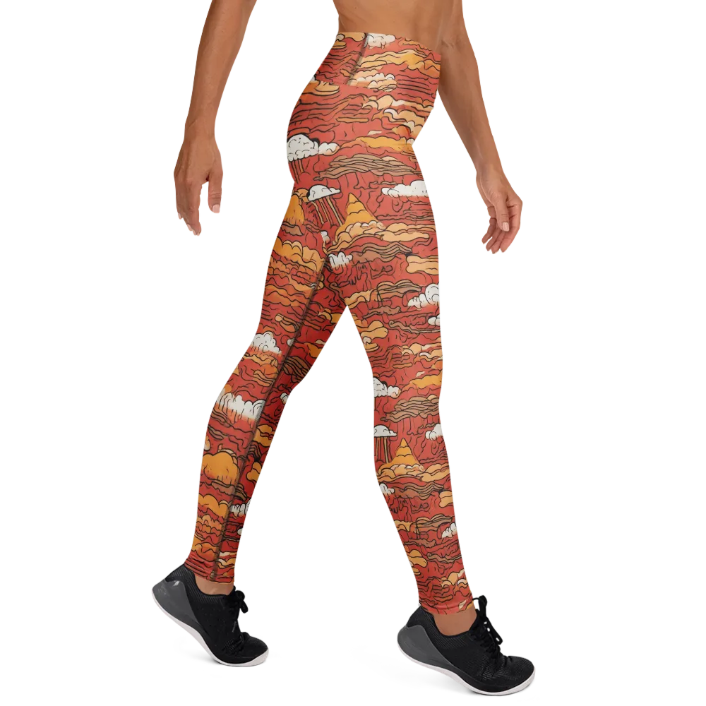 Ember Cloudscape on Yoga Leggings — Right