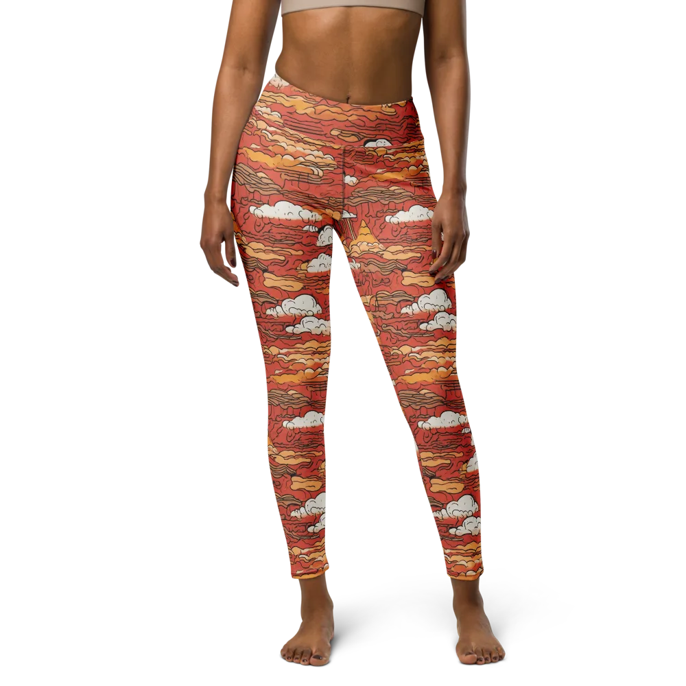 Ember Cloudscape on Yoga Leggings — Front