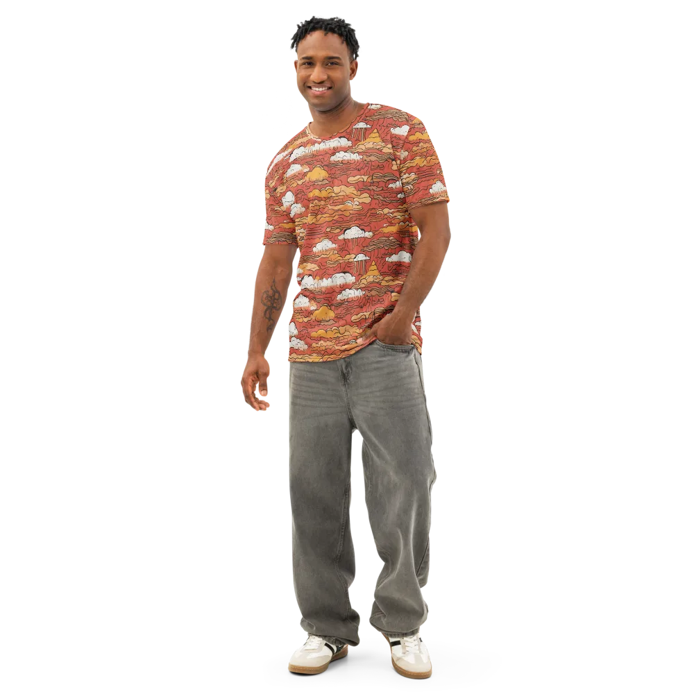 Ember Cloudscape on Men's Cotton Crew Neck T-Shirt — Front