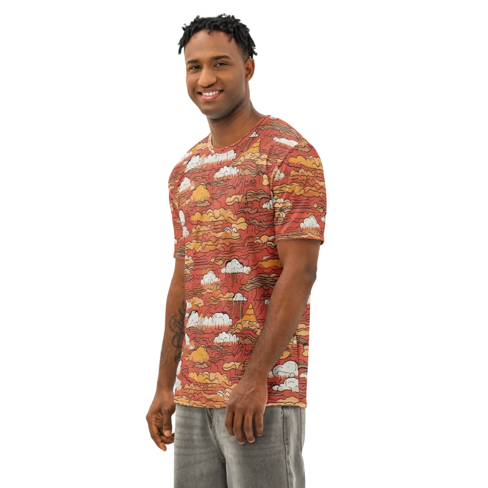 Ember Cloudscape on Men's Cotton Crew Neck T-Shirt — Left Front