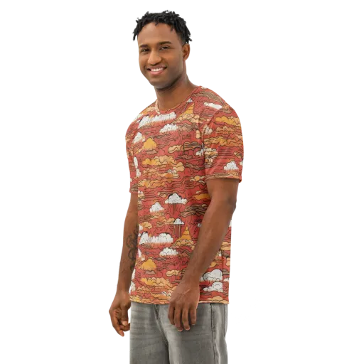 Ember Cloudscape on a Men's Cotton Crew Neck T-Shirt