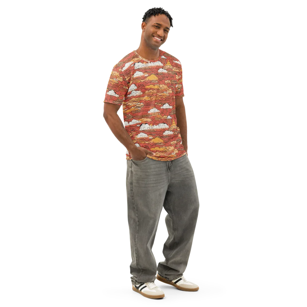 Ember Cloudscape on Men's Cotton Crew Neck T-Shirt — Right Front